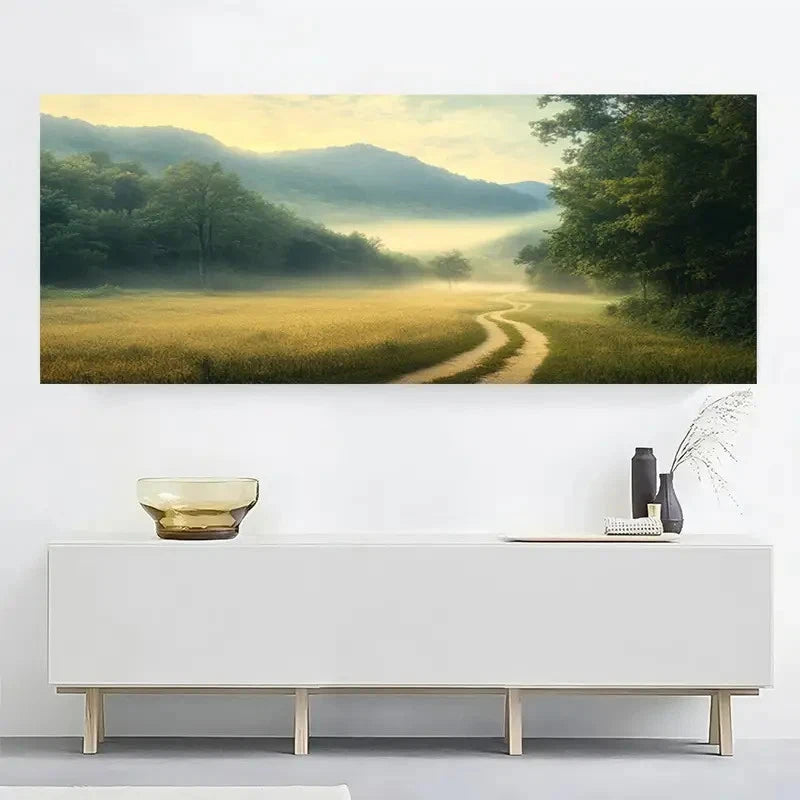 Alone Pathway Forest Nature Wall Art Canvas Office Home Room Framed 120x60cm