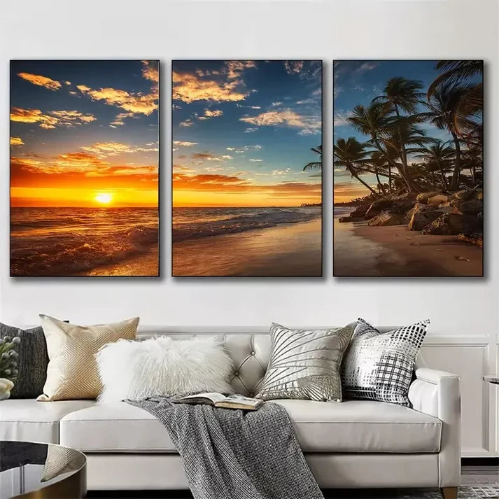 3pcs Mediterranean Seascape Wall Art Canvas Unframed - High Quality Print 100% Australian Made Wall Canvas
