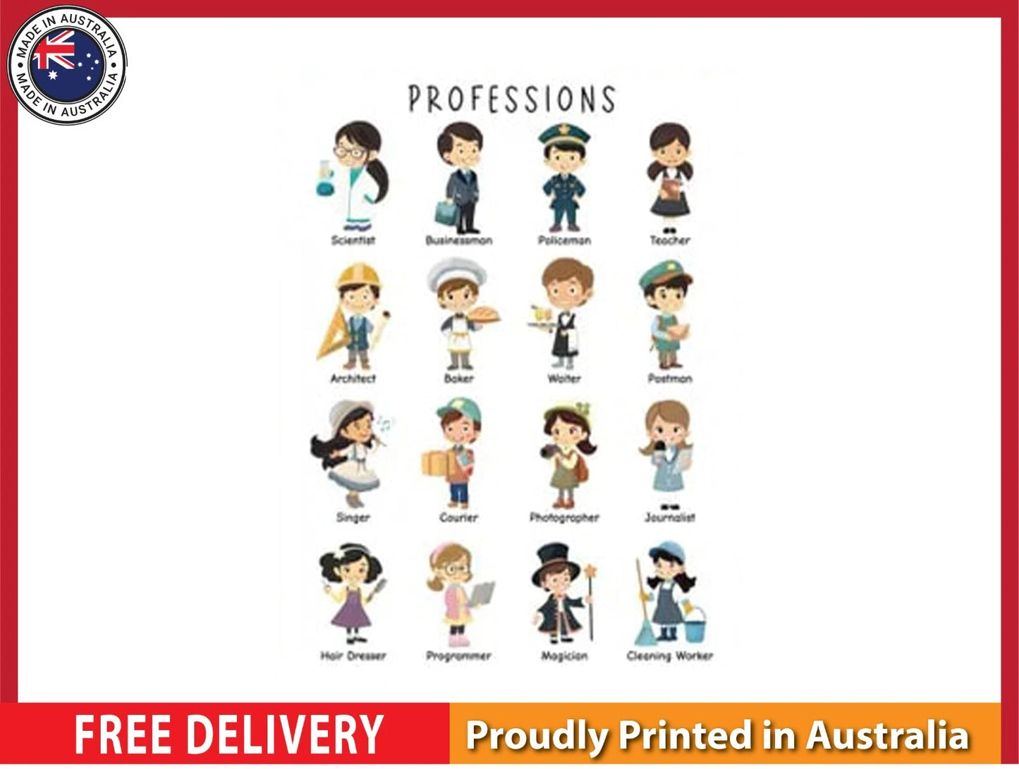 NEW (LAMINATED) Professions (61X91CM) Educational CHART PICTURE PRINT