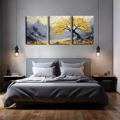3pcs Rustic Mountain Landscape Triptych Wall Art Canvas Unframed - High Quality Print 100% Australian Made Wall Canvas
