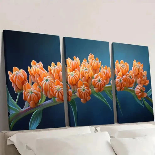 3pcs Orange Butterfly Weed Plant Art A Wall Art Set Canvas Unframed - High Quality Print 100% Australian Made Wall Canvas - Bella Home Decor