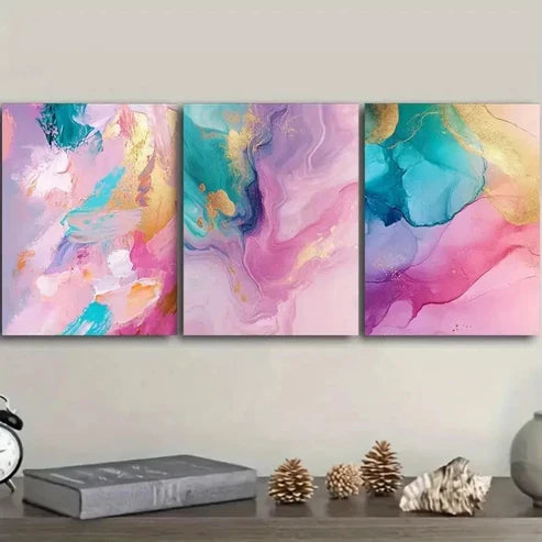 3pcs Featuring Abstract Colorful Designs Wall Art Canvas Unframed - High Quality Print 100% Australian Made Wall Canvas