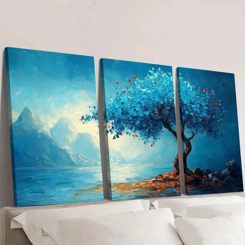 3pcs Modern Abstract Mountains and Water Wall Art Set Canvas Unframed - High Quality Print 100% Australian Made Wall Canvas