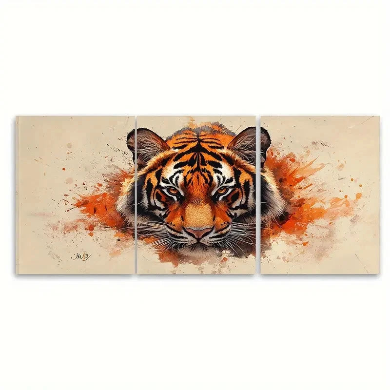3pcs Wild Tiger Beautiful Big Cat TI Wall Art Set Canvas Framed 60x90cm - High Quality Print 100% Australian Made Wall Canvas Ready to Hang - Bella Home Decor