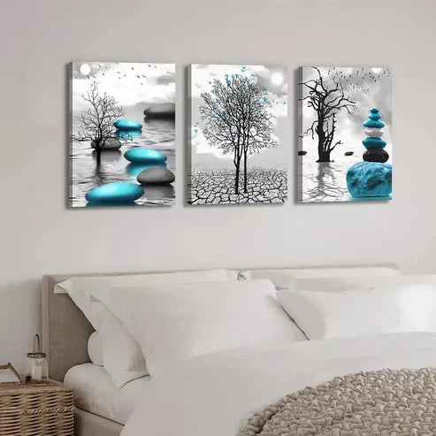 3pcs Black & White Abstract Wall Art Canvas Unframed - High Quality Print 100% Australian Made Wall Canvas - Bella Home Decor