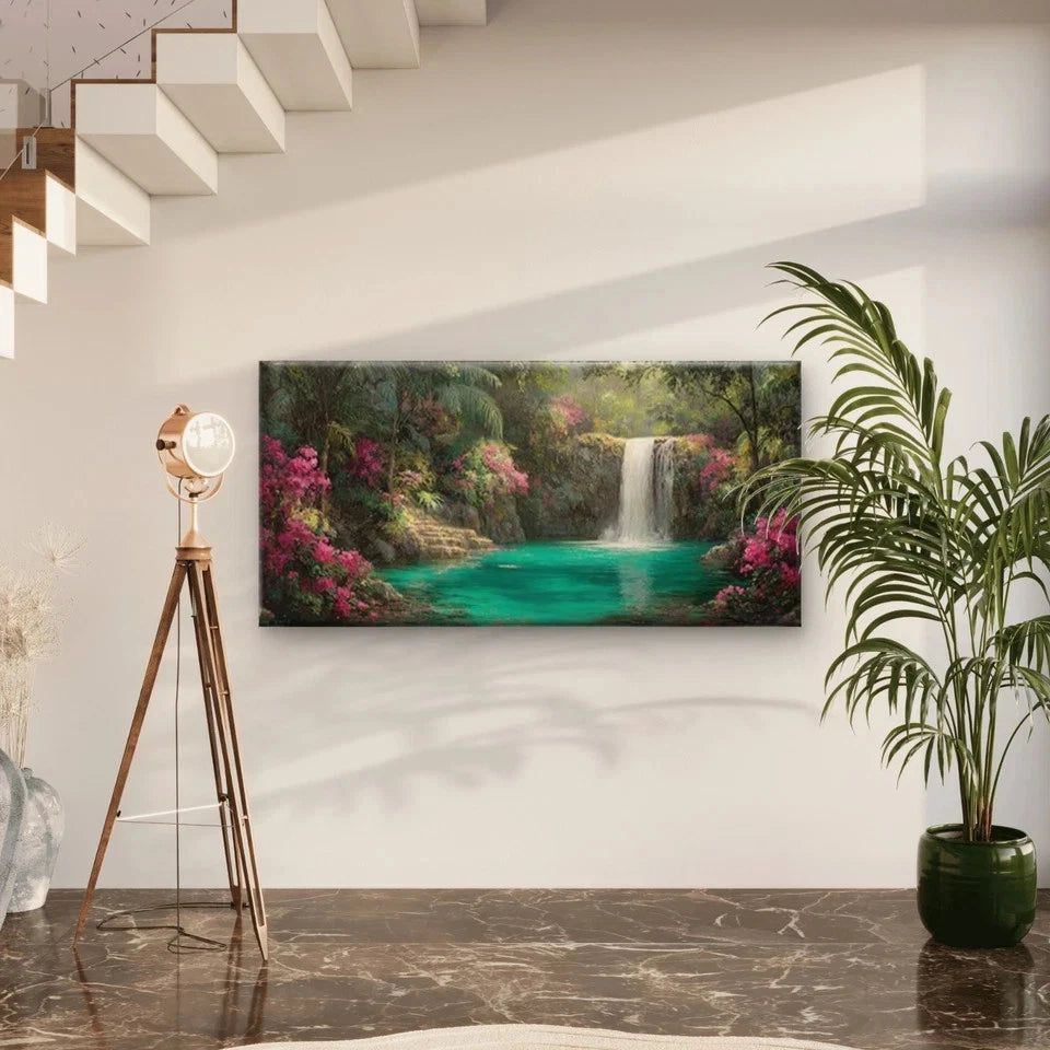 Flora & Jungle Landscape Wall Art Canvas Office Home Room Framed 120x60cm