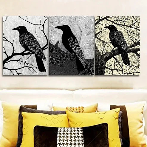 3pcs The Psychic Crow Wall Art Set Wall Art Canvas Unframed – High Quality Print 100% Australian Made Wall Canvas