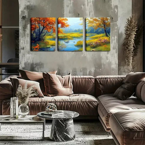 3pcs Tranquil Stream, Hot Wall Art Canvas Unframed - High Quality Print 100% Australian Made Wall Canvas