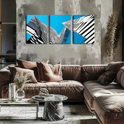 3pcs Urban Architecture, Abstract Expression Wall Art Canvas Unframed - High Quality Print 100% Australian Made Wall Canvas