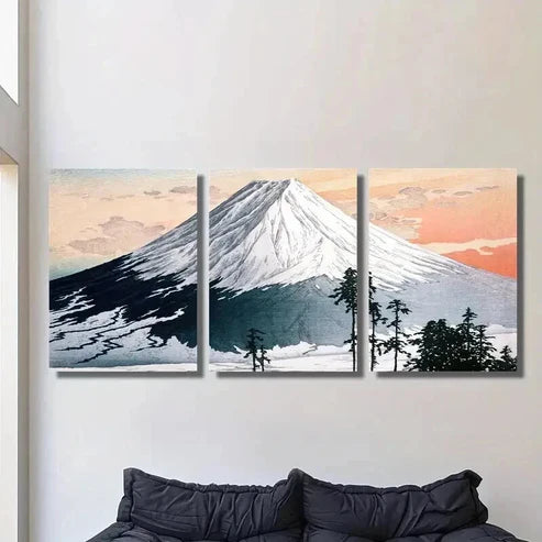 3pcs Mount Fuji Mountain Scenery Decoration Wall Art Canvas Unframed - High Quality Print 100% Australian Made Wall Canvas