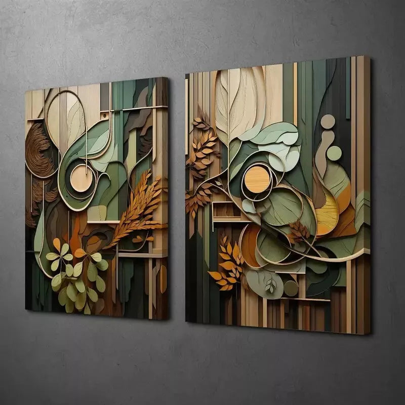 2pcs Decorative Painting, Earthy And Neutral Colors Canvas Framed 50x75cm - High Quality Print 100% Australian Made Wall Canvas Ready to Hang