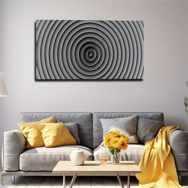 Mystical Circle Design Modern Wall Art Canvas Office Home Room Framed 120x60cm