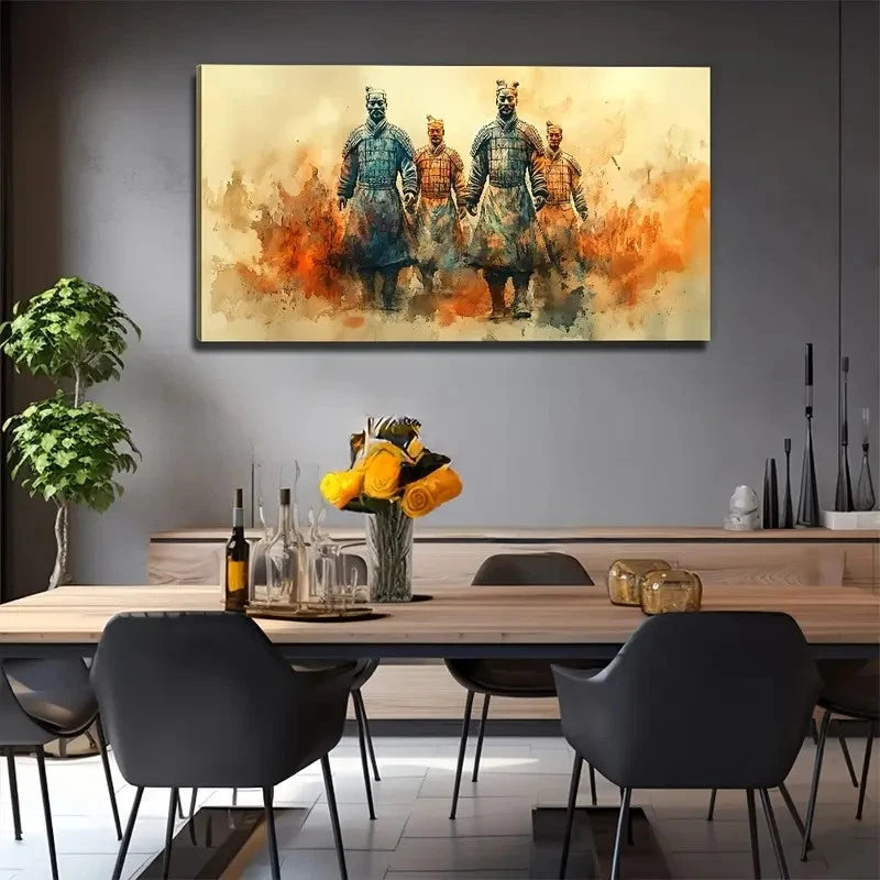 Terracotta Warriors Suitable Wall Art Canvas Office Home Room Framed 120x60cm