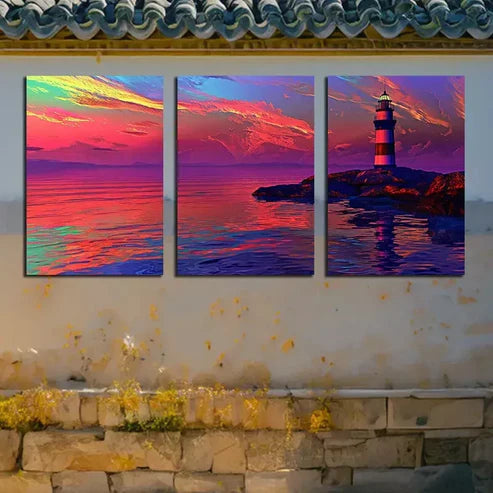 3pcs Seaside Lighthouse Art Canvas Unframed - High Quality Print 100% Australian Made Wall Canvas