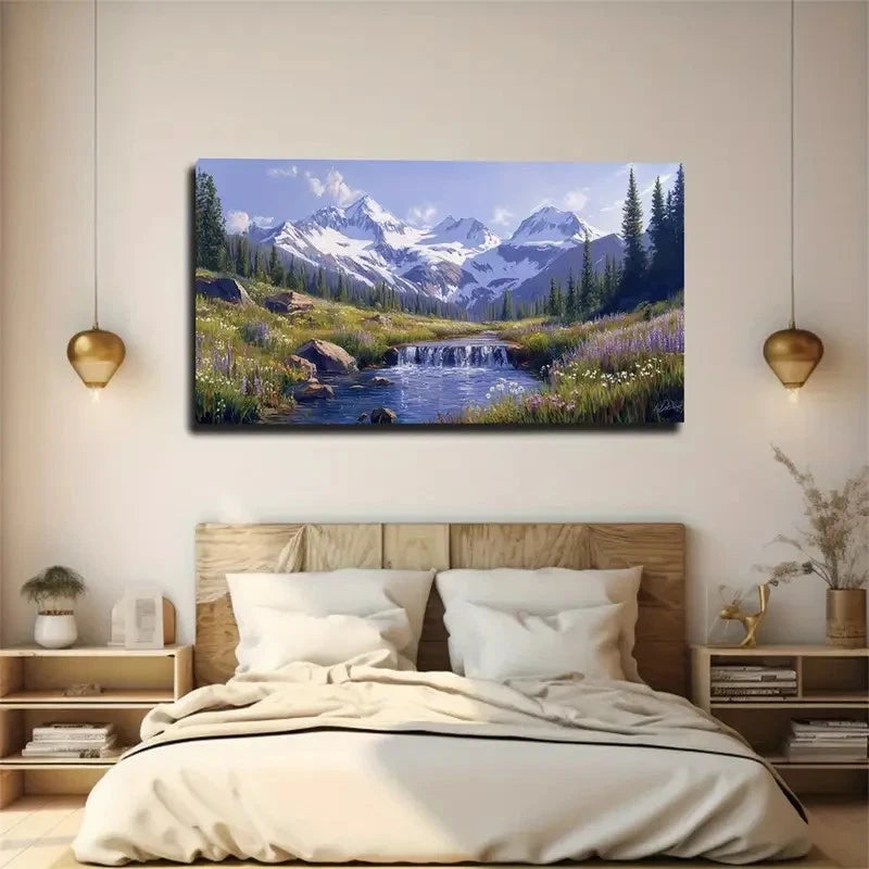 Large Snow-Capped Mountain Wall Art Canvas Office Home Room Framed 120x60cm