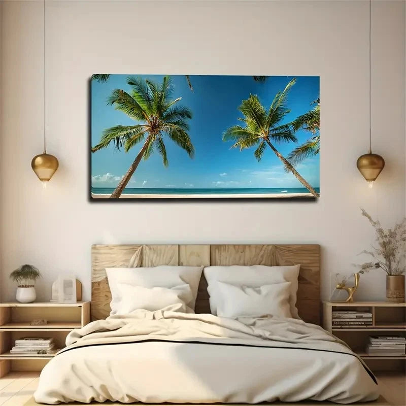 Palm Tree And Clear Sky Wall Art Canvas Office Home Room Framed 120x60cm