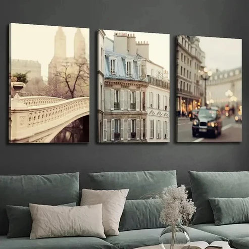 3pcs London Cars and City Bow Bridge Wall Art Canvas Unframed - High Quality Print 100% Australian Made Wall Canvas