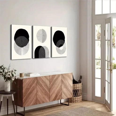 3pcs Abstract Geometric Art Canvas Unframed - High Quality Print 100% Australian Made Wall Canvas - Bella Home Decor