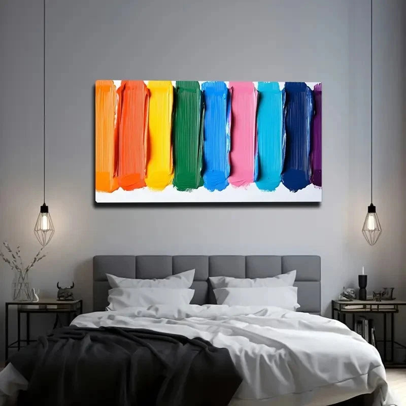 Colorful Stroke Design Vibrant Wall Art Canvas Office Home Room Framed 120x60cm