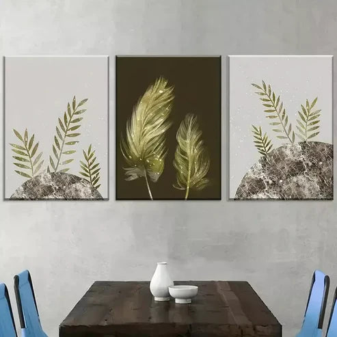3pcs Modern Style Simple Natural Plant Leaf Canvas Unframed - High Quality Print 100% Australian Made Wall Canvas