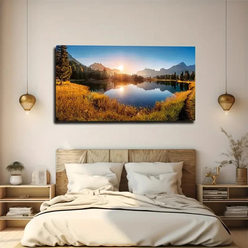Calm Lake Surface Wall Art Canvas Office Home Room Framed 120x60cm