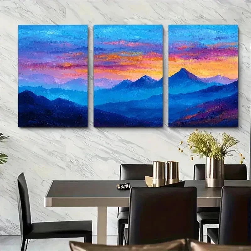 3pcs Nature Mountain Landscape Sunrise Perfect Wall Art Set Canvas Framed 50x70cm - High Quality Print 100% Australian Made Wall Canvas Ready to Hang