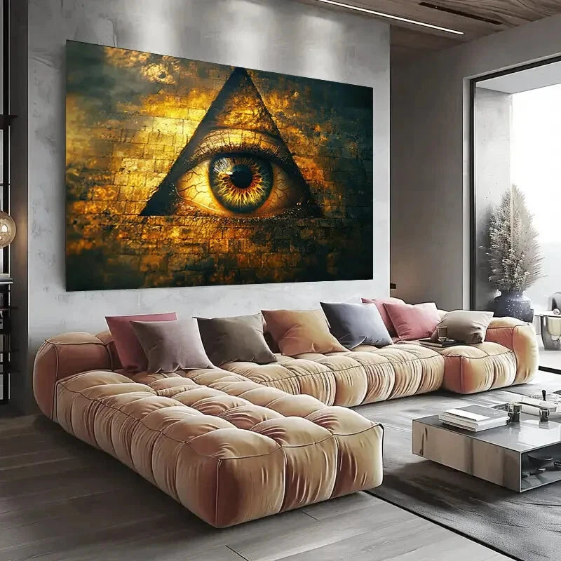 Mystical Eye Triangle Wall Art wall canvas office home room framed 120x60cm - Bella Home Decor
