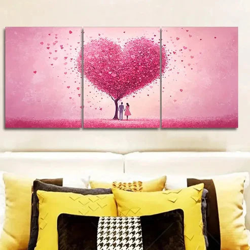 3pcs Featuring Lovers Beneath a Love Tree Wall Art Canvas Unframed - High Quality Print 100% Australian Made Wall Canvas