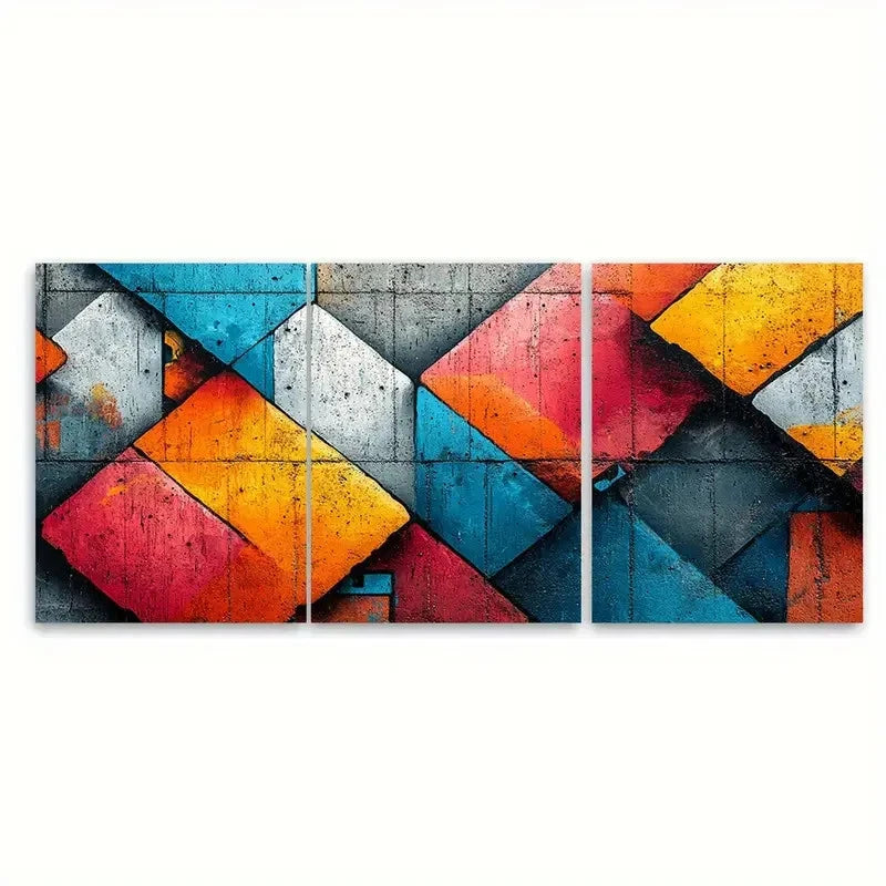 3pcs Abstract Street Art Print RO Wall Art Set Canvas Framed 60x90cm - High Quality Print 100% Australian Made Wall Canvas Ready to Hang - Bella Home Decor