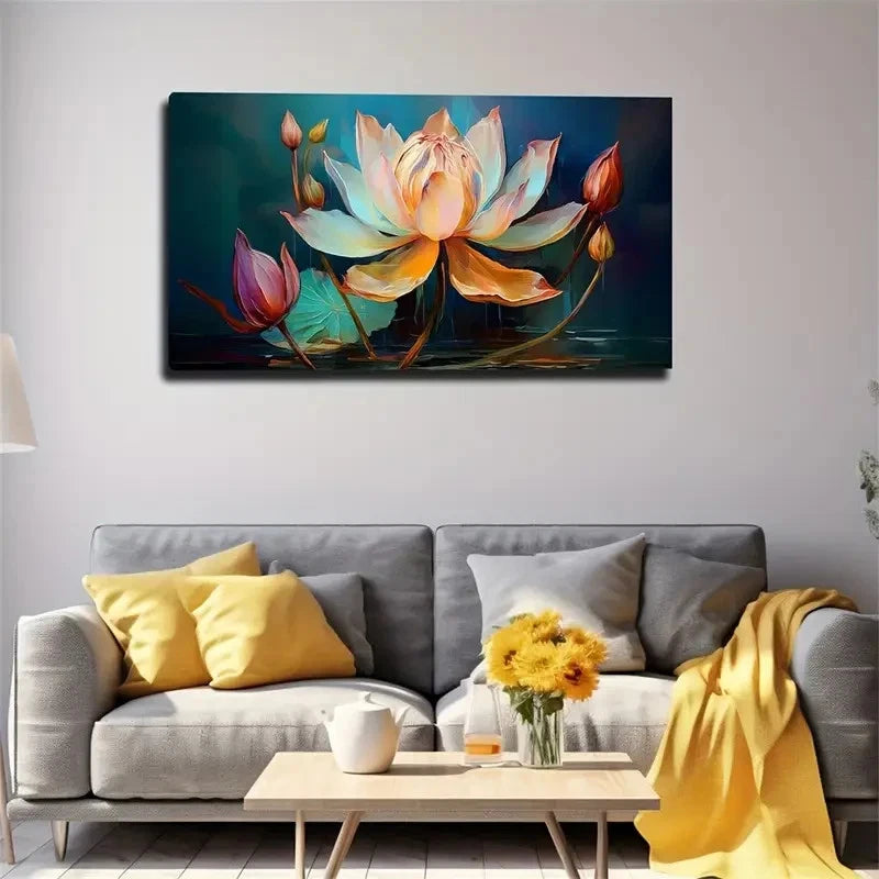 Deep For Lotus Profound Wall Art Canvas Office Home Room Framed 120x60cm