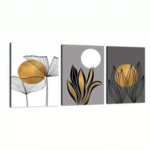 3pcs Bohemian & Modern Geometric Wall Art Set Canvas Unframed - High Quality Print 100% Australian Made Wall Canvas - Bella Home Decor