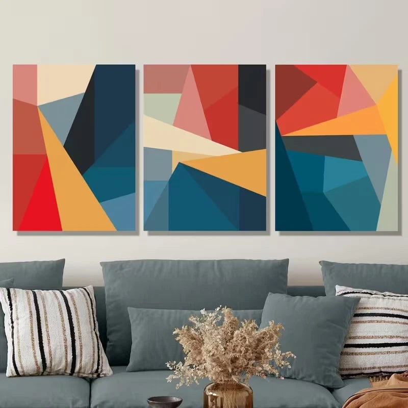 3pcs Geometric Abstract Patterns Metal Print Ready to Hang Art