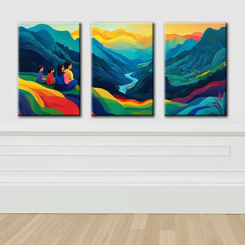 3pcs Vibrant Mountain Landscape Wall Art Set Canvas Framed 40x60cm - High Quality Print 100% Australian Made Wall Canvas Ready to Hang