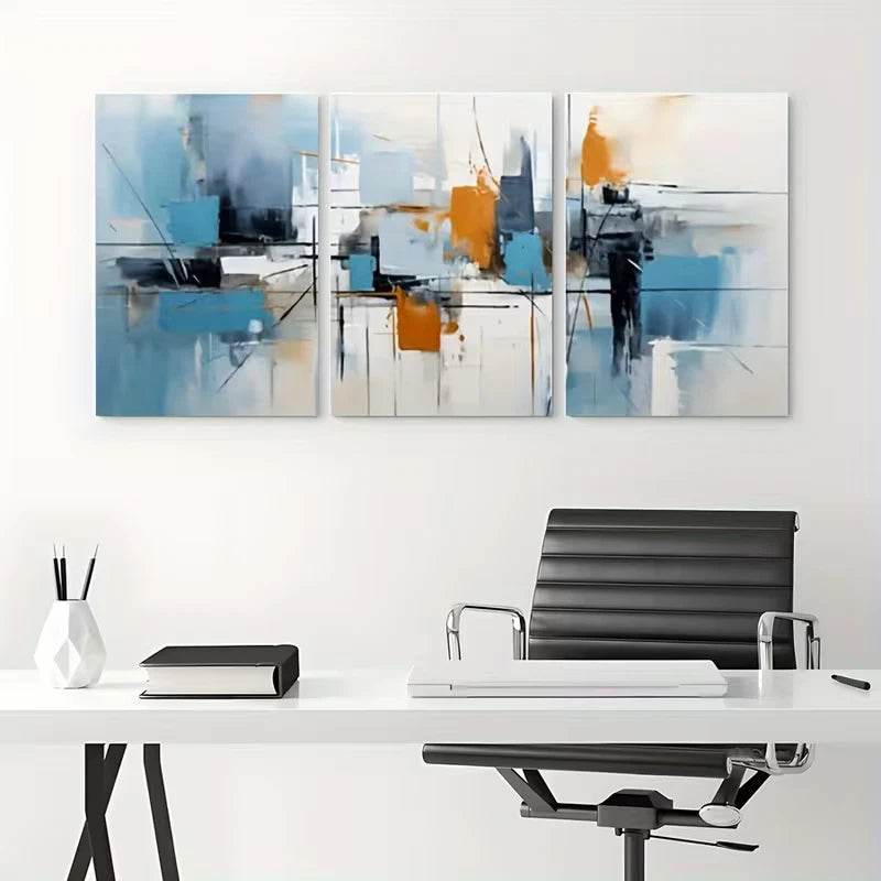 3pcs Vibrant Multicolor Modern Abstract Metal Print Ready to Hang Art