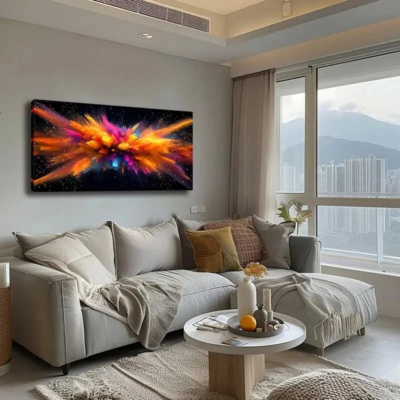 Colorful Smoke Explosion Wall Art Canvas Office Home Room Framed 120x60cm - Bella Home Decor