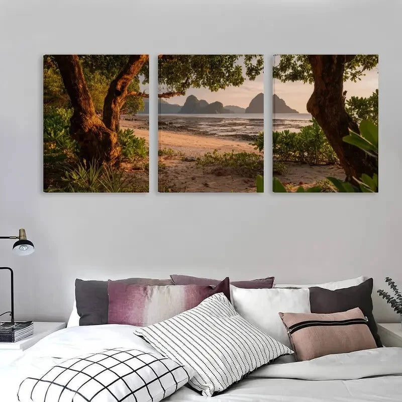 3pcs Tropical El Nido Philippines Landscape Wall Art Set Canvas Framed 40x60cm - High Quality Print 100% Australian Made Wall Canvas Ready to Hang