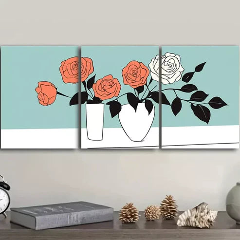3pcs Deco Modern Floral Canvas Wall Art Canvas Unframed - High Quality Print 100% Australian Made Wall Canvas - Bella Home Decor