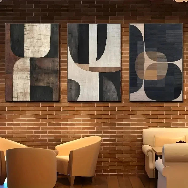 3pcs Modern Abstract Beige Vase Style Wall Art Set Canvas Framed 40x60cm - High Quality Print 100% Australian Made Wall Canvas Ready to Hang