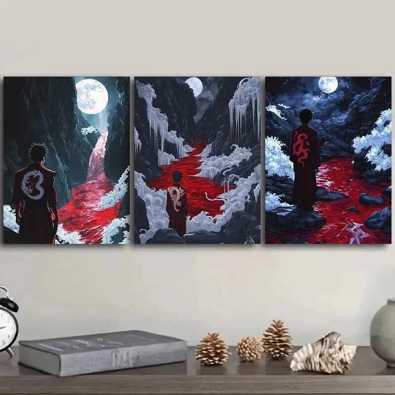 3pcs Dark Lord of hell Wall Art Set Canvas Framed 50x70cm - High Quality Print 100% Australian Made Wall Canvas Ready to Hang