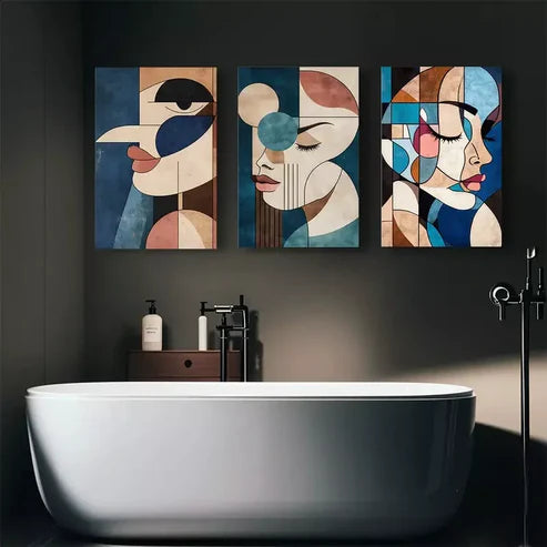 3pcs Modern Abstract Face Canvas Framed 60x90cm - High Quality Print 100% Australian Made Wall Canvas Ready to Hang