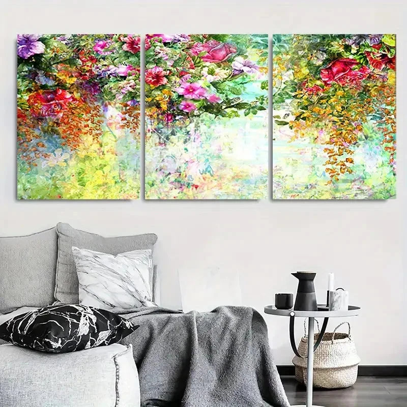 3pcs Colorful Botanical Garden Wall Art Set Canvas Framed 60x90cm - High Quality Print 100% Australian Made Wall Canvas Ready to Hang