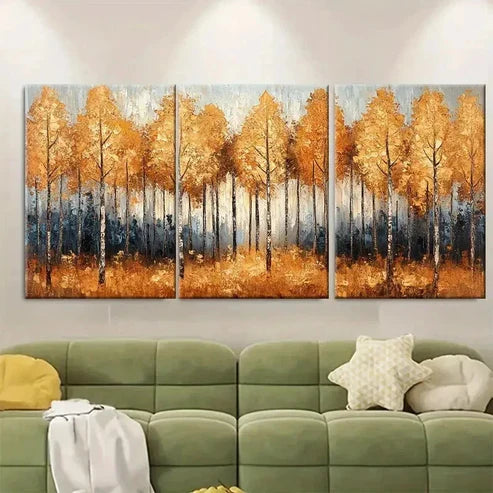 3pcs Contemporary Forest Wall Art Set Canvas Unframed - High Quality Print 100% Australian Made Wall Canvas - Bella Home Decor