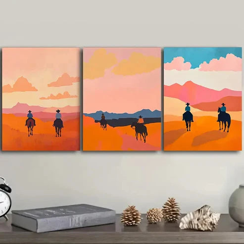 3pcs Free cowboy Wall Art Set Canvas Unframed - High Quality Print 100% Australian Made Wall Canvas - Bella Home Decor