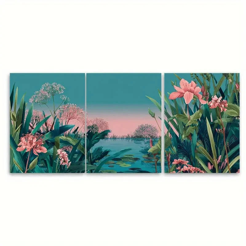3pcs Norfolk Broads National Parks Illustration Wall Art Set Canvas Framed 40x60cm - High Quality Print 100% Australian Made Wall Canvas Ready to Hang