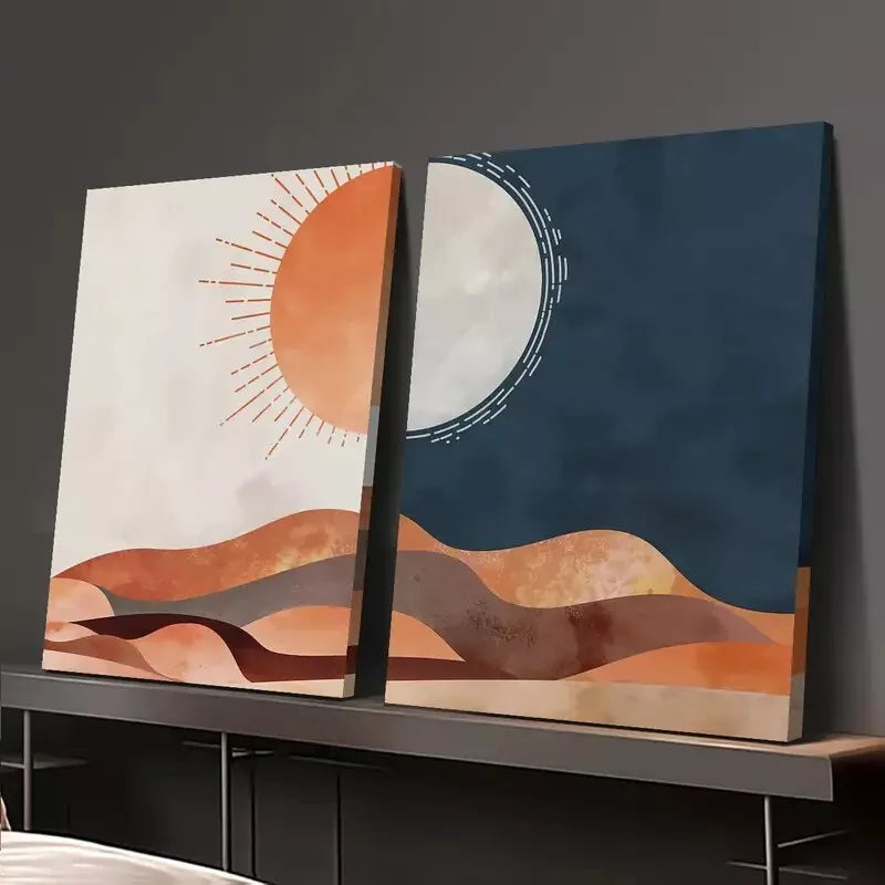 2pcs Minimalist Desert Landscape Canvas Framed 50x75cm - High Quality Print 100% Australian Made Wall Canvas Ready to Hang