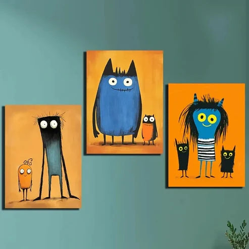 3pcs Painting of Three People Wall Art Set Canvas Unframed - High Quality Print 100% Australian Made Wall Canvas