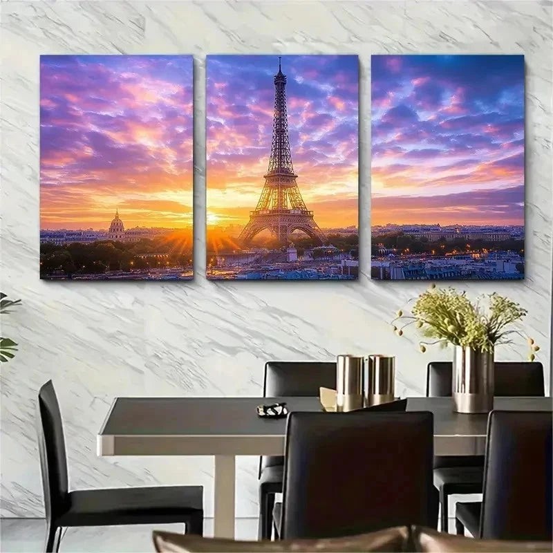 3pcs Paris Print Paris, the eiffel tower Art Metal Print Ready to Hang Art
