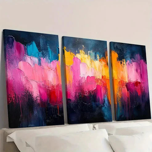 3pcs Colorful Abstract beauty d Wall Art Set Canvas Unframed - High Quality Print 100% Australian Made Wall Canvas - Bella Home Decor