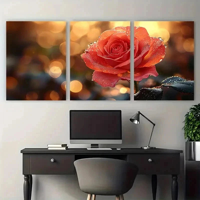 3pcs Rose LOVE Nature Beauty Perfect Wall Art Set Canvas Framed 50x70cm - High Quality Print 100% Australian Made Wall Canvas Ready to Hang