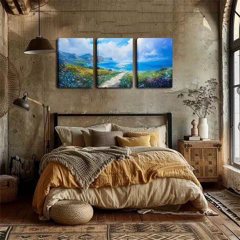 3pcs Spring Shoreline, Fine Wall Art Canvas Unframed - High Quality Print 100% Australian Made Wall Canvas